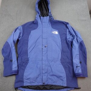 Vintage North Face Jacket Mens XL Blue Goretex Hooded Outdoor Waterproof Ski